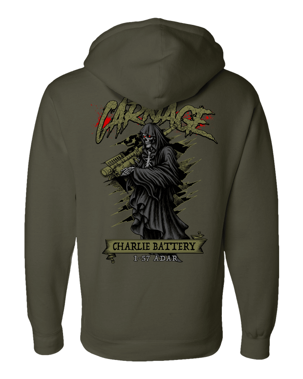 F400: "Carnage" Everyday Hoodie (US Army, C Batt, 1-57 ADAR) UTD Reloaded Gear Co. 