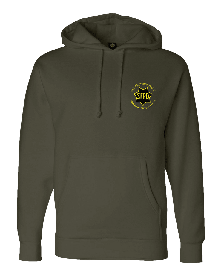 F400: "Gold in Peace, Iron in War" Everyday Hoodie (SFPD Bureau of Investigations) UTD Reloaded Gear Co. S OD Green Pullover
