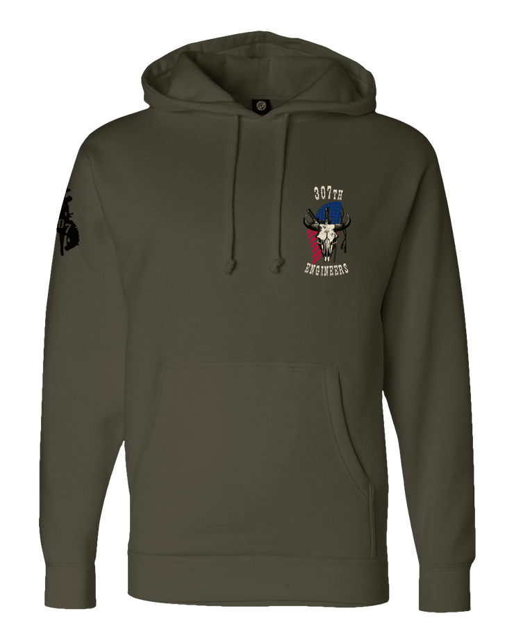 F400: "Skeleton Crew" Everyday Hoodie (WY ARNG 307th Engineers) UTD Reloaded Gear Co. S OD Green Pullover