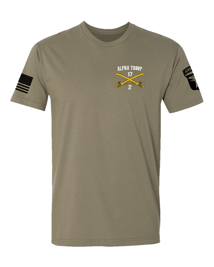 T100: "Alpha Troop" Classic Cotton T-shirt (US Army, 2-17 CAV) UTD Reloaded Gear Co. S Army OCP Tan 