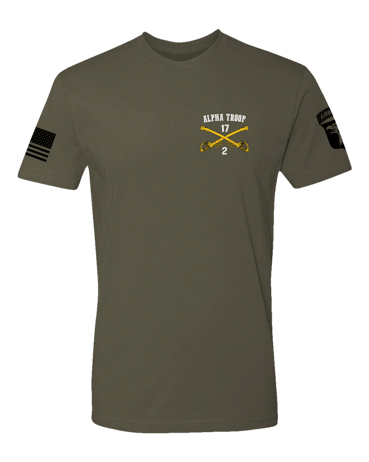 T100: "Alpha Troop" Classic Cotton T-shirt (US Army, 2-17 CAV) UTD Reloaded Gear Co. S OD Green 