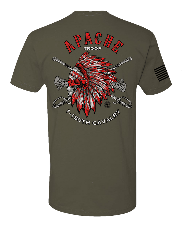 T100: "Apache" Classic Cotton T-shirt (WV ARNG: A Troop, 1-150th CAV) UTD Reloaded Gear Co. 