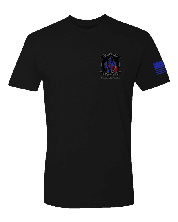 T100: "Blue Knights" Classic Cotton T-shirt (USMC VMM-365 (REIN)) UTD Reloaded Gear Co. S Black 