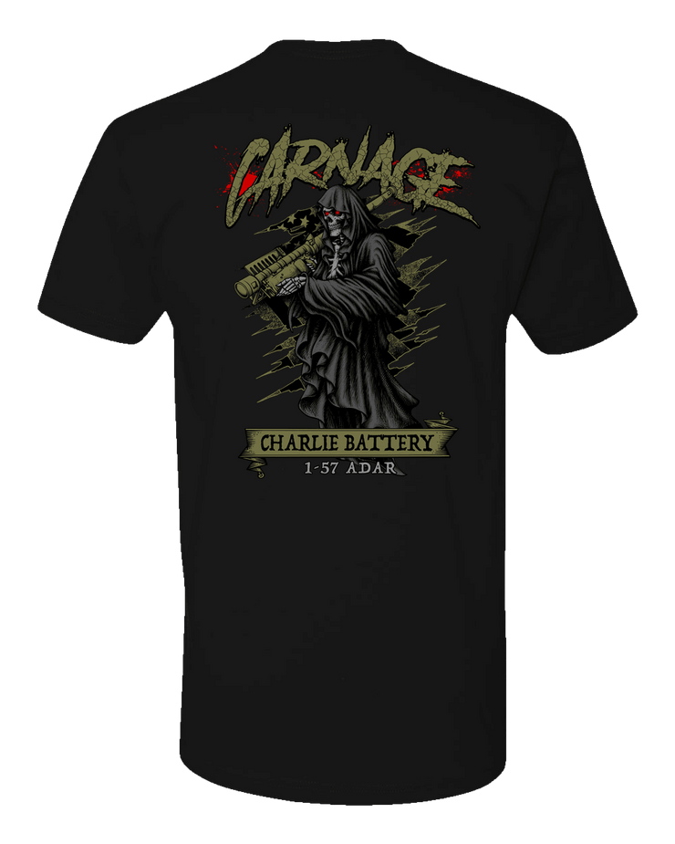 T100: "Carnage" Classic Cotton T-shirt (US Army, C Batt, 1-57 ADAR) UTD Reloaded Gear Co. 