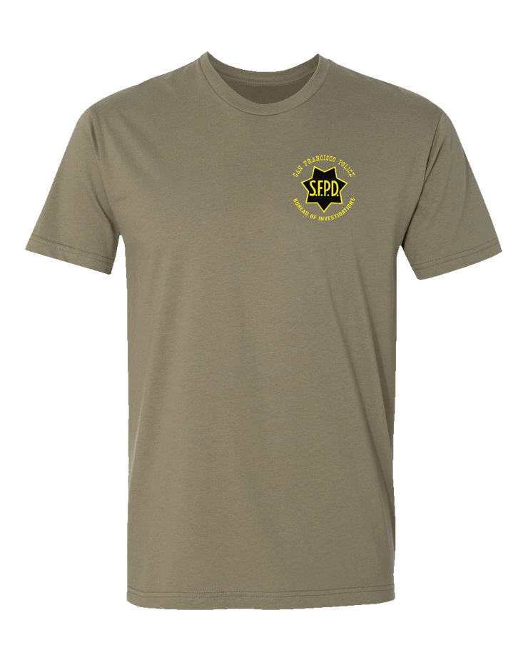 T100: "Gold in Peace, Iron in War" Classic Cotton T-shirt (SFPD Bureau of Investigations) UTD Reloaded Gear Co. S Army OCP Tan 