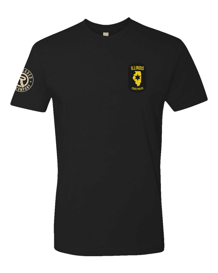 T100: "Integrity, Service, Pride" Classic Cotton T-shirt (Illinois State Troopers, CC 144) UTD Reloaded Gear Co. S Black 