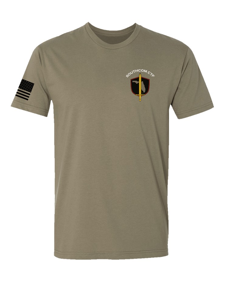 T100: "SOUTHCOM CTF" Classic Cotton T-shirt (Counter Threat Finance) UTD Reloaded Gear Co. S Army OCP Tan 