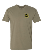 T150: "Gold in Peace, Iron in War" Eco-Hybrid Ultra T-shirt (SFPD Bureau of Investigations) UTD Reloaded Gear Co. S Army OCP Tan 