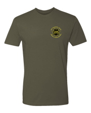 T150: "Gold in Peace, Iron in War" Eco-Hybrid Ultra T-shirt (SFPD Bureau of Investigations) UTD Reloaded Gear Co. S OD Green 