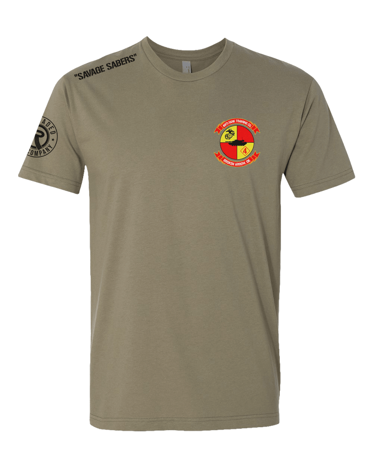 T150: "Savage Sabers" Eco-Hybrid Ultra T-shirt (USMC Anti-Tank Training Co.) UTD Reloaded Gear Co. S Army OCP Tan 