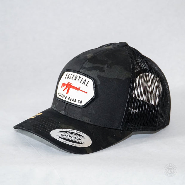 "Essential" Snapback Trucker Hat Reloaded Gear Co. Black Multicam 