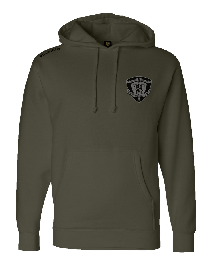 F400: "Mad 1" Heavy-Duty Hoodie (USMC V33 India, 1st Plt) UTD Reloaded Gear Co. S OD Green Pullover