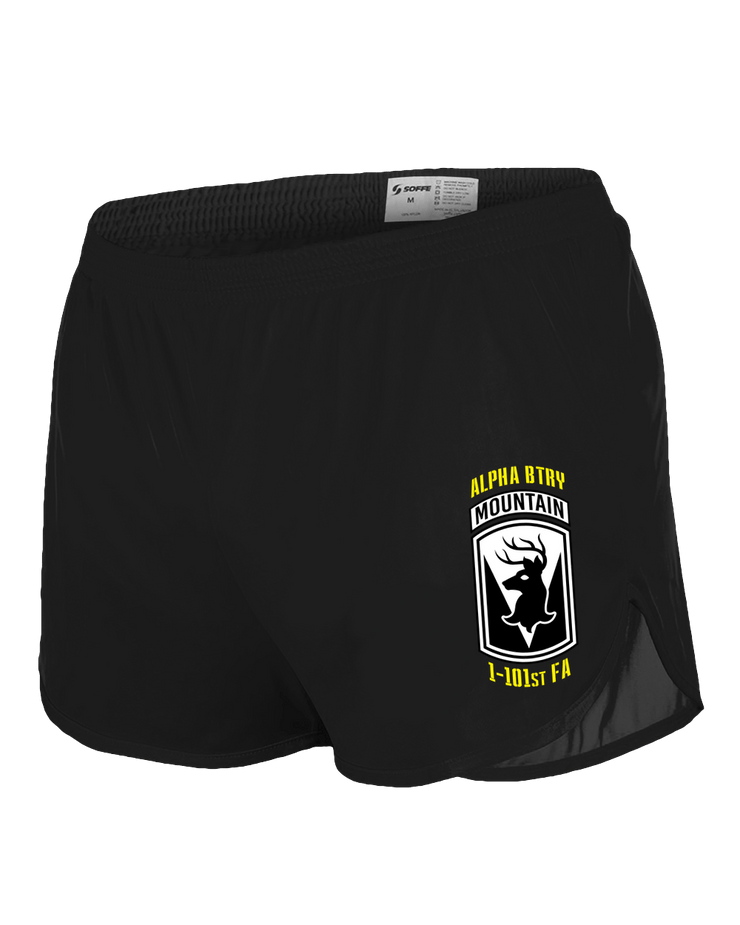 S1: "Aggressor Battery" Silkie PT Shorts (MA ARNG, 1-101 FA A-BTRY) UTD Reloaded Gear Co. S Black 