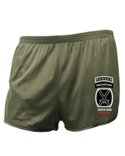 S1: "Bandits Never Quit" Silkie PT Shorts (US Army, 210th BSB, B Co) UTD Reloaded Gear Co. S OD Green 