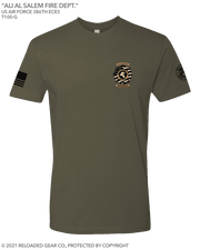 T100: "Ali Al Salem Fire Dept." Classic Cotton T-shirt (for USAF 386th ECES) UTD Reloaded Gear Co. S OD Green 