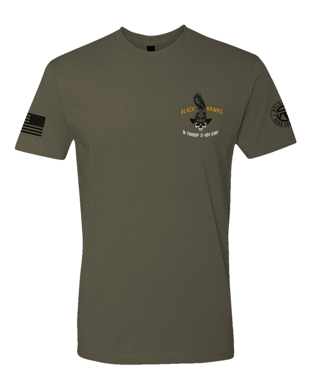 T100: "Blackhawks" Classic T-shirt (NY ARNG 2-101 CAV, B Troop) UTD Reloaded Gear Co. S OD Green 