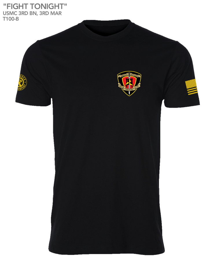 T100: "Fight Tonight" Classic Cotton T-shirt (USMC 3rd Battalion, 3rd Marines) UTD Reloaded Gear Co. S Black 