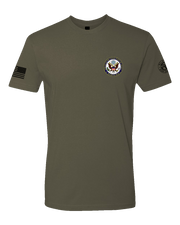 T100: "Sons of Apache" Classic Cotton T-shirt (MA ARNG 1-101 FA A-BTRY) UTD Reloaded Gear Co. XS OD Green 