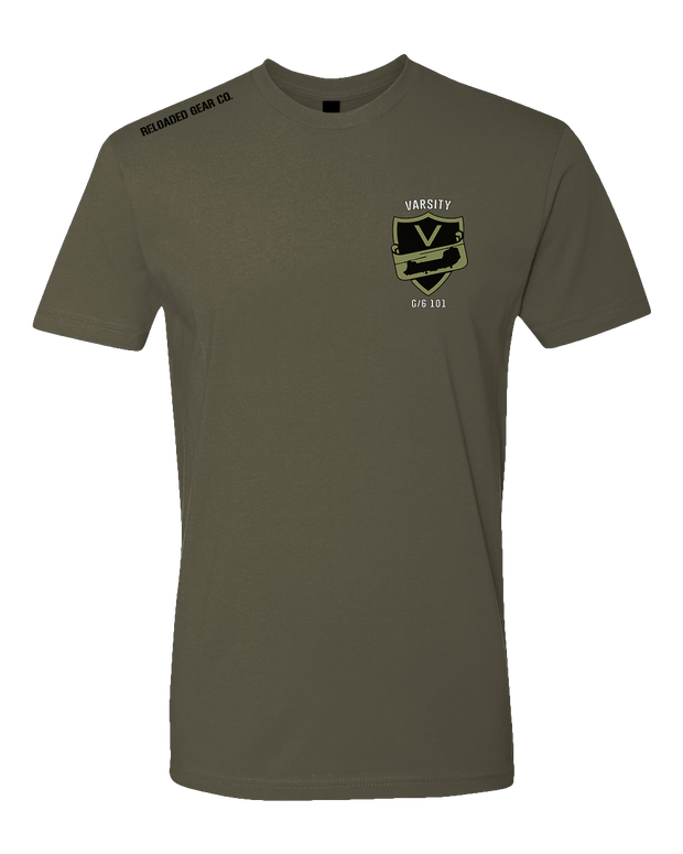 T100: "Varsity" Classic Cotton T-shirt (US Army, G/6-101 AVN REGT) UTD Reloaded Gear Co. S OD Green 