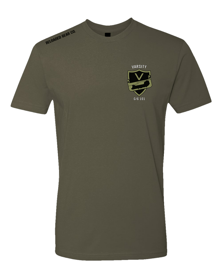 T100: "Varsity" Classic Cotton T-shirt (US Army, G/6-101 AVN REGT) UTD Reloaded Gear Co. S OD Green 