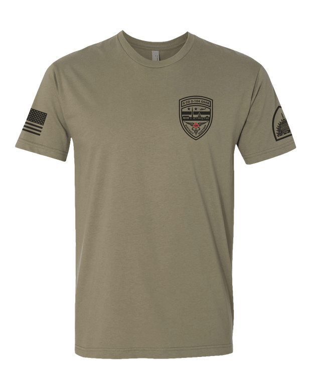 T150: "District: Dustoff" Eco-Hybrid Ultra T-shirt (G Co, 2-104th GSAB) UTD Reloaded Gear Co. S Army OCP Tan 