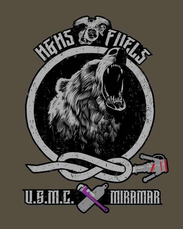 UTD T100 (Old Style): "Fuels Grizzly" Classic Cotton T-shirt (USMC H&HS Fuels, Miramar) UTD Reloaded Gear Co. 