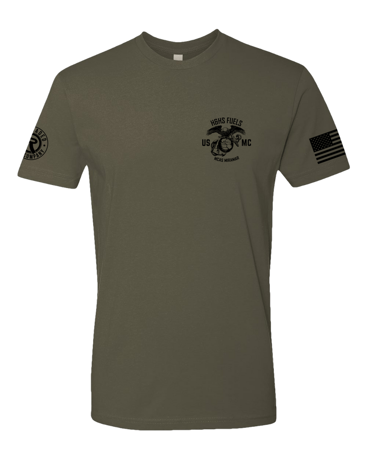UTD T100 (Old Style): "Fuels Grizzly" Classic Cotton T-shirt (USMC H&HS Fuels, Miramar) UTD Reloaded Gear Co. M OD Green 